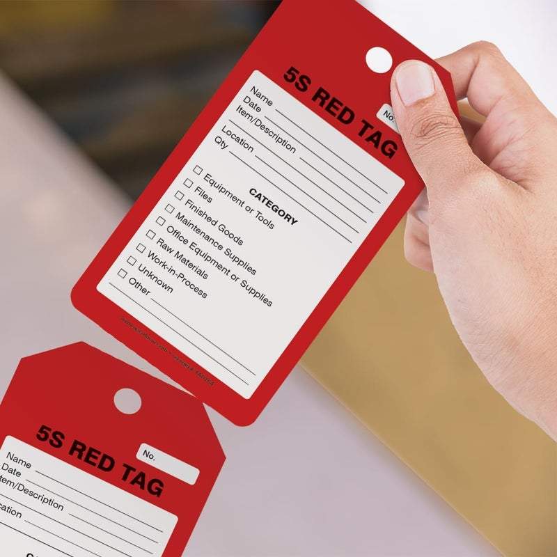 NMC AccuformNMC 250 Tags by-The-Roll, 5S Red Tag, US Made OSHA Compliant Tags, Waterproof PF-Cardstock, Resists Tears, 6.25"x3", TAR164 - Image 3